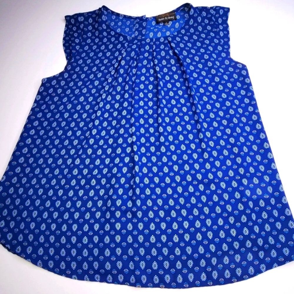 Twine & String Blue Print Top Large - image 1